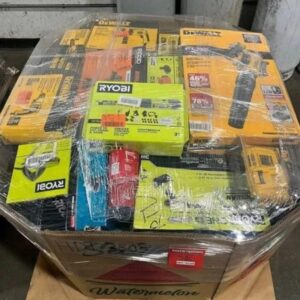 PALLETS OF POWERTOOLS, BATTERIES, HARDWARE & POWER EQUIPMENT AVAILABLE!